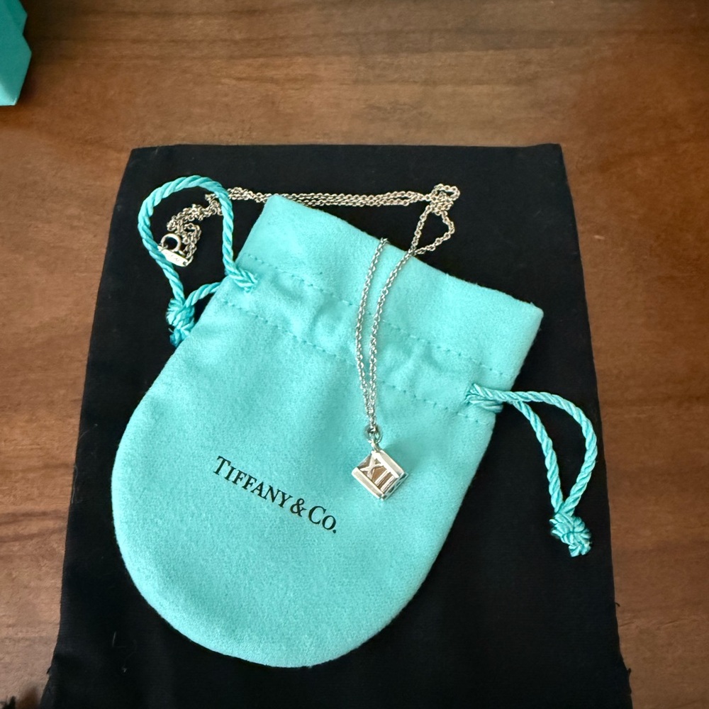 Tiffany & Co. Silver Necklace with XII Atlas Cube Pendent Necklace
